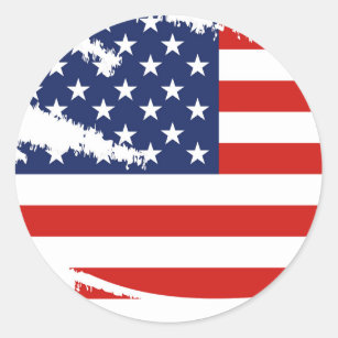 OLD WEATHERED GRUNGE STARS AND STRIPES USA FLAG   CLASSIC ROUND STICKER