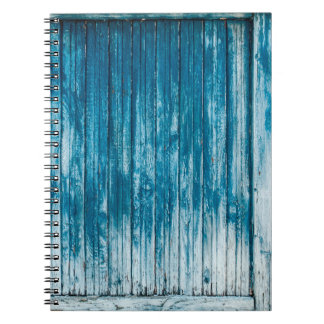 Old weathered grunge wooden faded pale blue paint  notebook