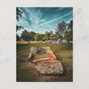 Old Weathered Headstone in Historic Cemetery Postcard