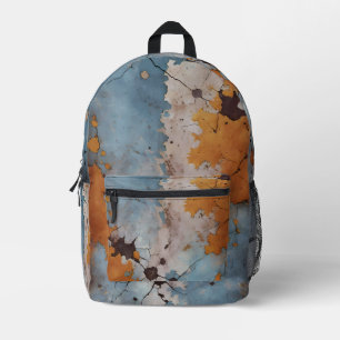 Old weathered metal pattern printed backpack