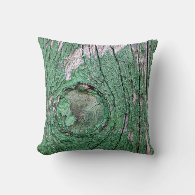 Old Weathered Painted Green Wood Background Textur Cushion (Front)
