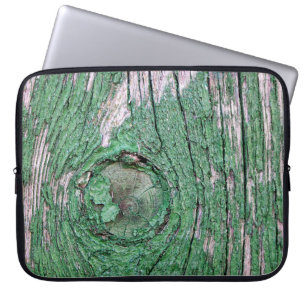 Old Weathered Painted Green Wood Background Textur Laptop Sleeve