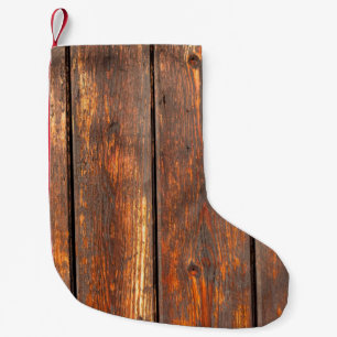Old, weathered planks background textureabstract, small christmas stocking