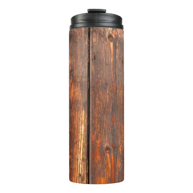 Old,  weathered planks background textureabstract, thermal tumbler (Front)