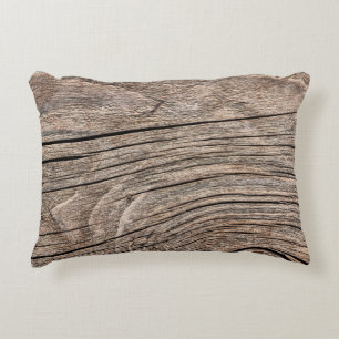 Old Weathered Rotten Cracked Knotted Coarse Wood G Decorative Cushion