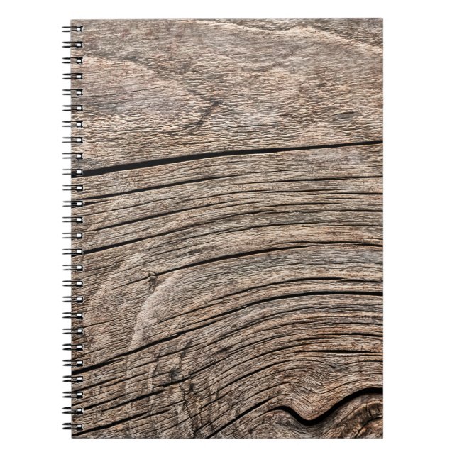 Old Weathered Rotten Cracked Knotted Coarse Wood G Notebook (Front)