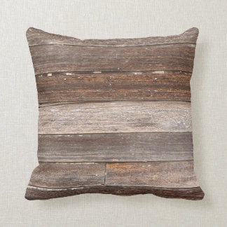 Old Weathered Wooden Exterior Wall of a Farmhouse Cushion