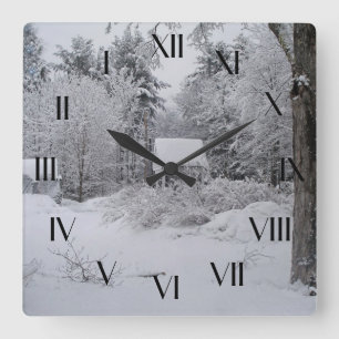 Old Well House in Winter Backward Clock