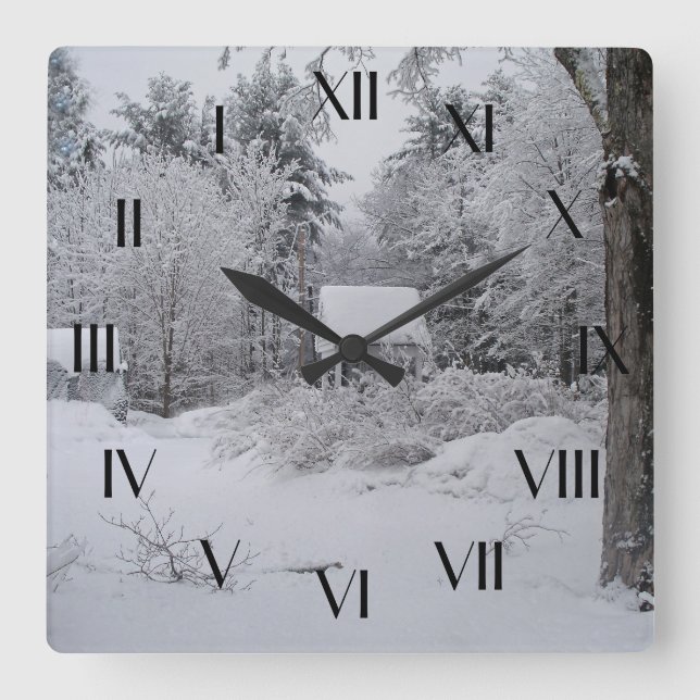 Old Well House in Winter Backward Clock (Front)