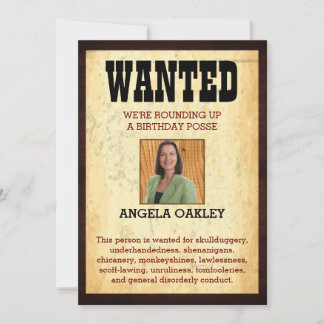 Old West 60th Birthday 🤠 Wanted Poster Invitation