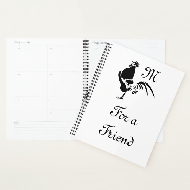 Old West Black Rooster Crowing Silhouette Planner (Display)
