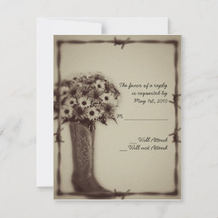 Old West Boot and Bouquet Vintage Response Card