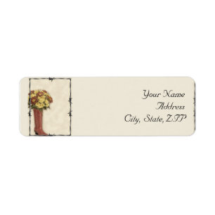 Old West Boot Bouquet Soft and Faded 3 Return Address Label