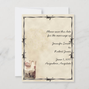 Old West Boots and Bouquets Save the Date card
