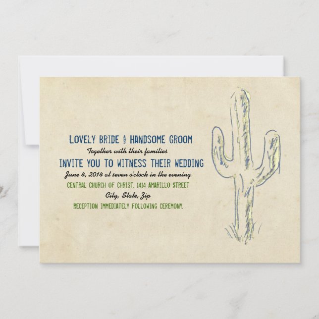 Old West Cactus Western Wedding Invitation (Front)