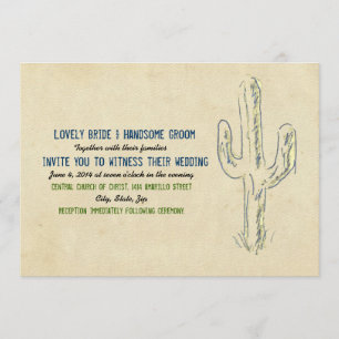 Old West Cactus Western Wedding Invitation