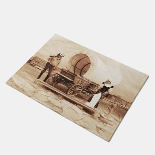 Old West Cats with Covered Wagon Doormat