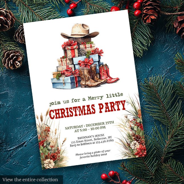 Old West Cowboy Christmas Printable Invitation (Old West Cowboy Christmas Printable Invite)