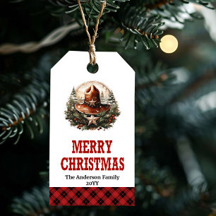 Old West cowboy Christmas tag editable design