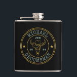 Old West Cowboy Rustic Logo Personalised Groomsmen Hip Flask<br><div class="desc">Personalised gifts for groomsmen with western cowboy theme. Decorated with cowboy hat with vintage western font. Text and colour are editable using the Design Tool to fit your occasion. Get this customise gift for wedding,  bachelor party,  engagement party or any other special occasions.</div>