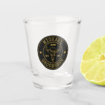 Old West Cowboy Rustic Logo Personalised Groomsmen Shot Glass<br><div class="desc">Personalised gifts for groomsmen with western cowboy theme. Decorated with cowboy hat with vintage western font. Text and colour are editable using the Design Tool to fit your occasion. Get this customise gift for wedding,  bachelor party,  engagement party or any other special occasions.</div>