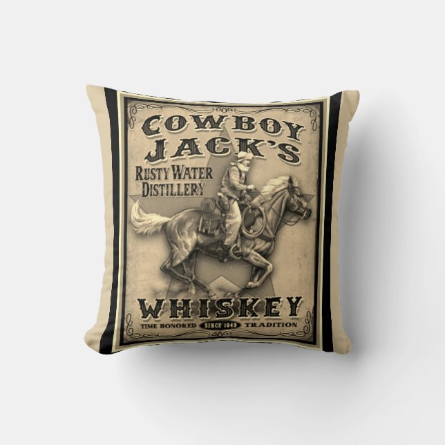 Old West Cowboy Whiskey Pillow (Front)