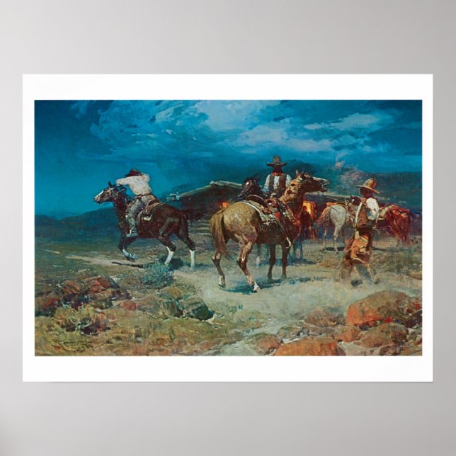 Old West Cowboys Rustlers Art Print Poster (Front)
