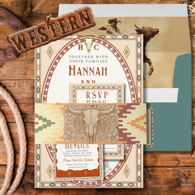 Old West Frontier Wedding Invitation Belly Band (Creator Uploaded)