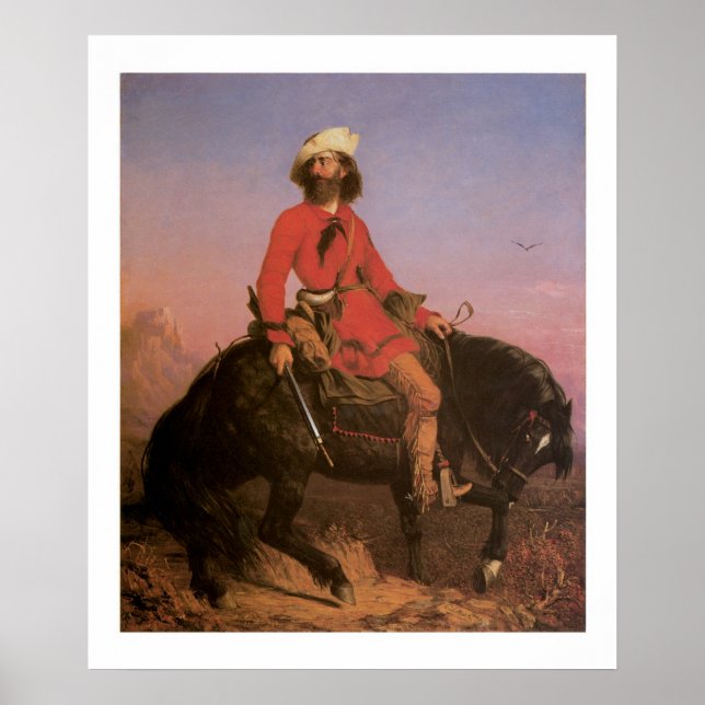 Old West Indian Scout Cowboy Art Print Poster (Front)