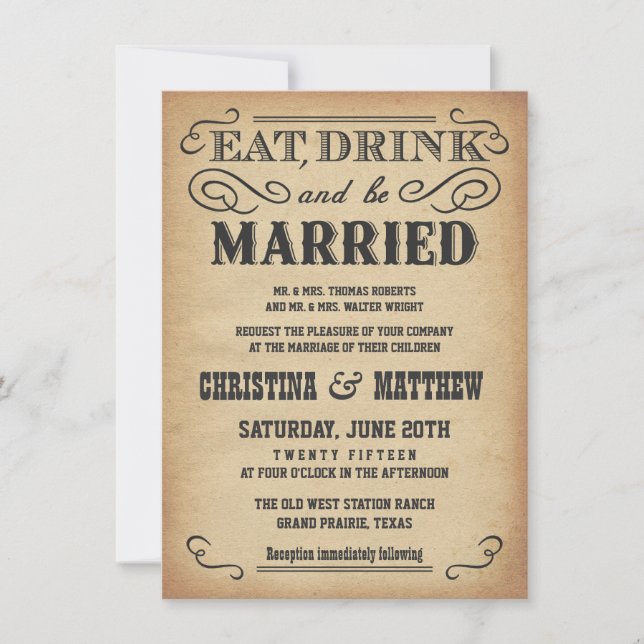Old West Poster Style Rustic Wedding Invitations (Front)
