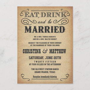 Old West Poster Style Rustic Wedding Invitations