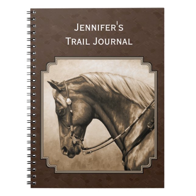 Old West Quarter Horse Sepia Brown Notebook (Front)