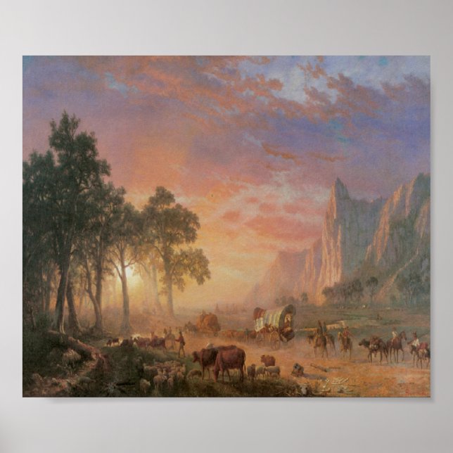 Old West Scene Cattle Drive Vintage Art Poster (Front)