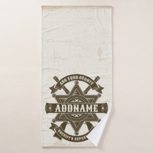 Old West Sheriff Deputy Rifles Badge Personalised Bath Towel Set