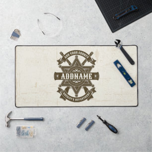 Old West Sheriff Deputy Rifles Badge Personalised Desk Mat