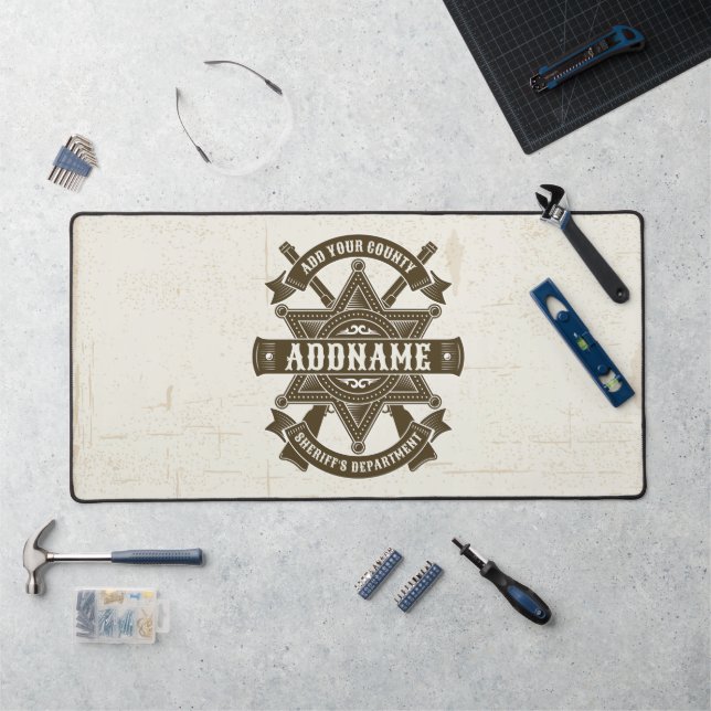 Old West Sheriff Deputy Rifles Badge Personalised Desk Mat (Workstation)