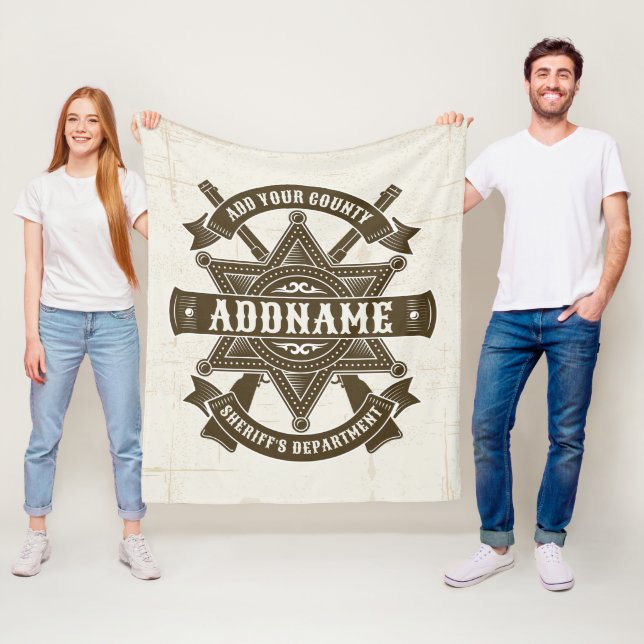 Old West Sheriff Deputy Rifles Badge Personalised Fleece Blanket (In Situ)