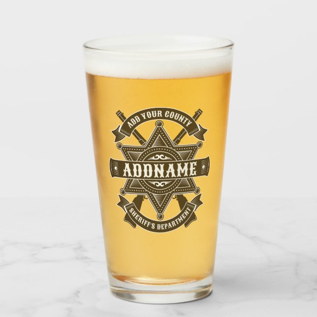 Old West Sheriff Deputy Rifles Badge Personalised Glass (Front Filled)