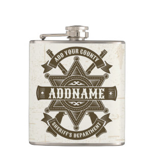Old West Sheriff Deputy Rifles Badge Personalised Hip Flask