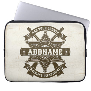 Old West Sheriff Deputy Rifles Badge Personalised Laptop Sleeve