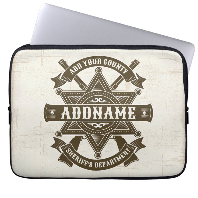 Old West Sheriff Deputy Rifles Badge Personalised Laptop Sleeve (Front)