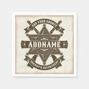 Old West Sheriff Deputy Rifles Badge Personalised Napkin
