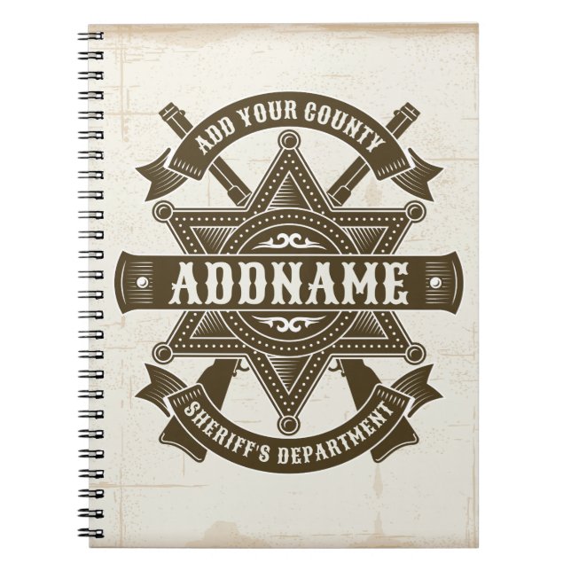 Old West Sheriff Deputy Rifles Badge Personalised Notebook (Front)