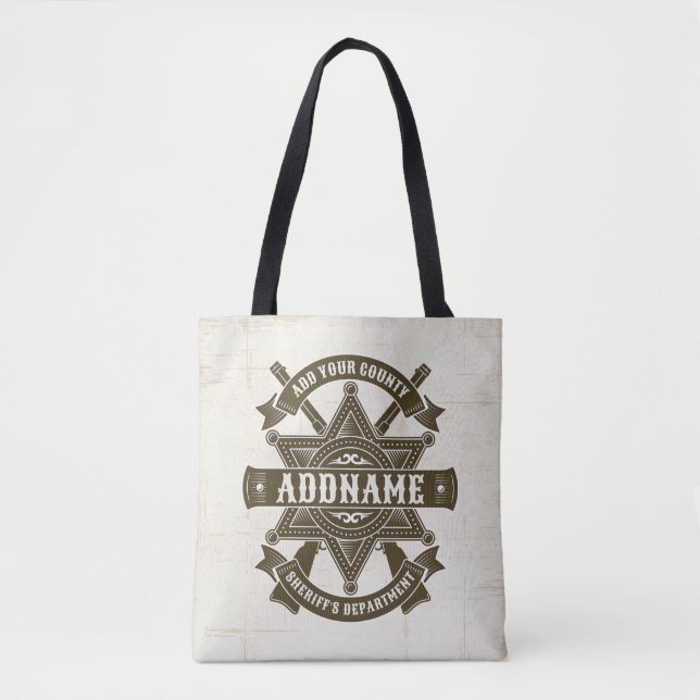 Old West Sheriff Deputy Rifles Badge Personalised Tote Bag (Front)