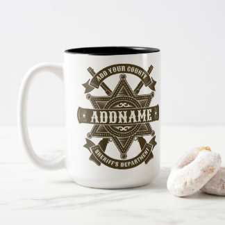 Old West Sheriff Deputy Rifles Badge Personalised Two-Tone Coffee Mug