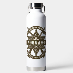 Old West Sheriff Deputy Rifles Badge Personalised Water Bottle