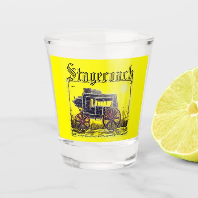 Old West Stagecoach Shot Glass (Front)