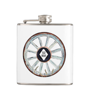 Old West Wagon Wheel Hip Flask