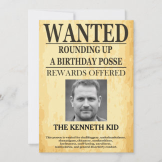 Old West Wanted Poster 🤠 50th Birthday Invitation