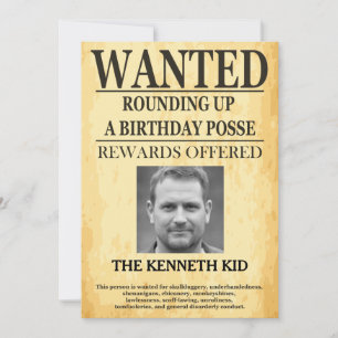 Old West Wanted Poster 🤠 50th Birthday Invitation